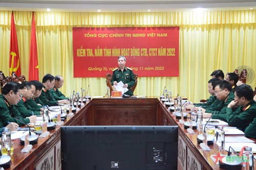 Kiểm tra kết quả hoạt động công tác Đảng, công tác chính trị năm 2022 tại Bộ Chỉ huy Quân sự tỉnh Quảng Trị